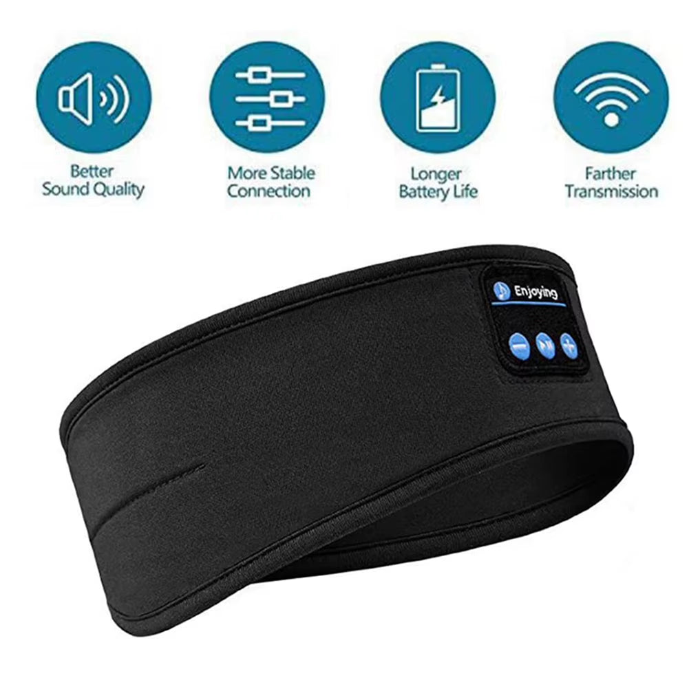 Women Wireless Music Eye Mask Bluetooth-Compatible Sleeping Earphone Man Smart Sport Headband Headset with Mic Yoga Hair Bands