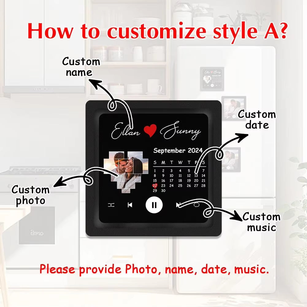 Custom Album Fridge Magnet Can Play Songs Personalized Picture Magnets for Refrigerator Anniversary Music Gifts for Couple